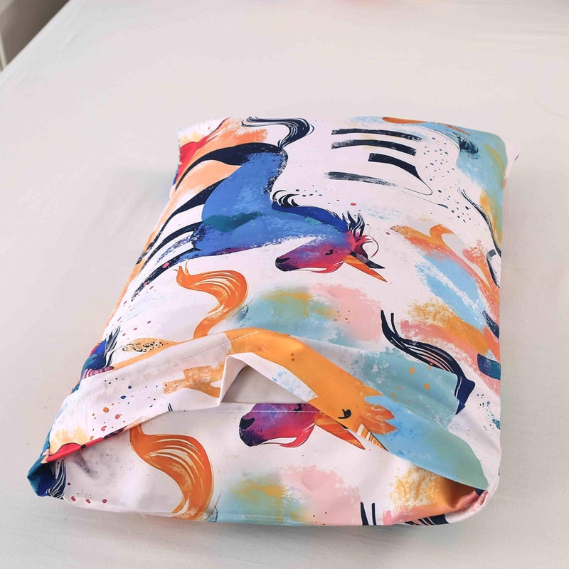 sdy 3pcs يونيكورن المعزي مجموعة الملكة، لطيف الملكة المعزي مجموعة الأميرة قوس قزح يونيكورن، kawaii الفتيات الصغيرات الفراش الأولاد والأطفال كل موسم يشمل 1 المعزي و 2 أكياس وسادة - Image 2